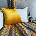 thumbnail image 3 of Decorative Yellow 12"x18" (30x45 cm) Lumbar Pillow Cover, Velvet Patchwork & Color Blocking Oblong Pillow, Patchwork Pattern Modern Style - Velutinous Saffron Yellow, 3 of 10