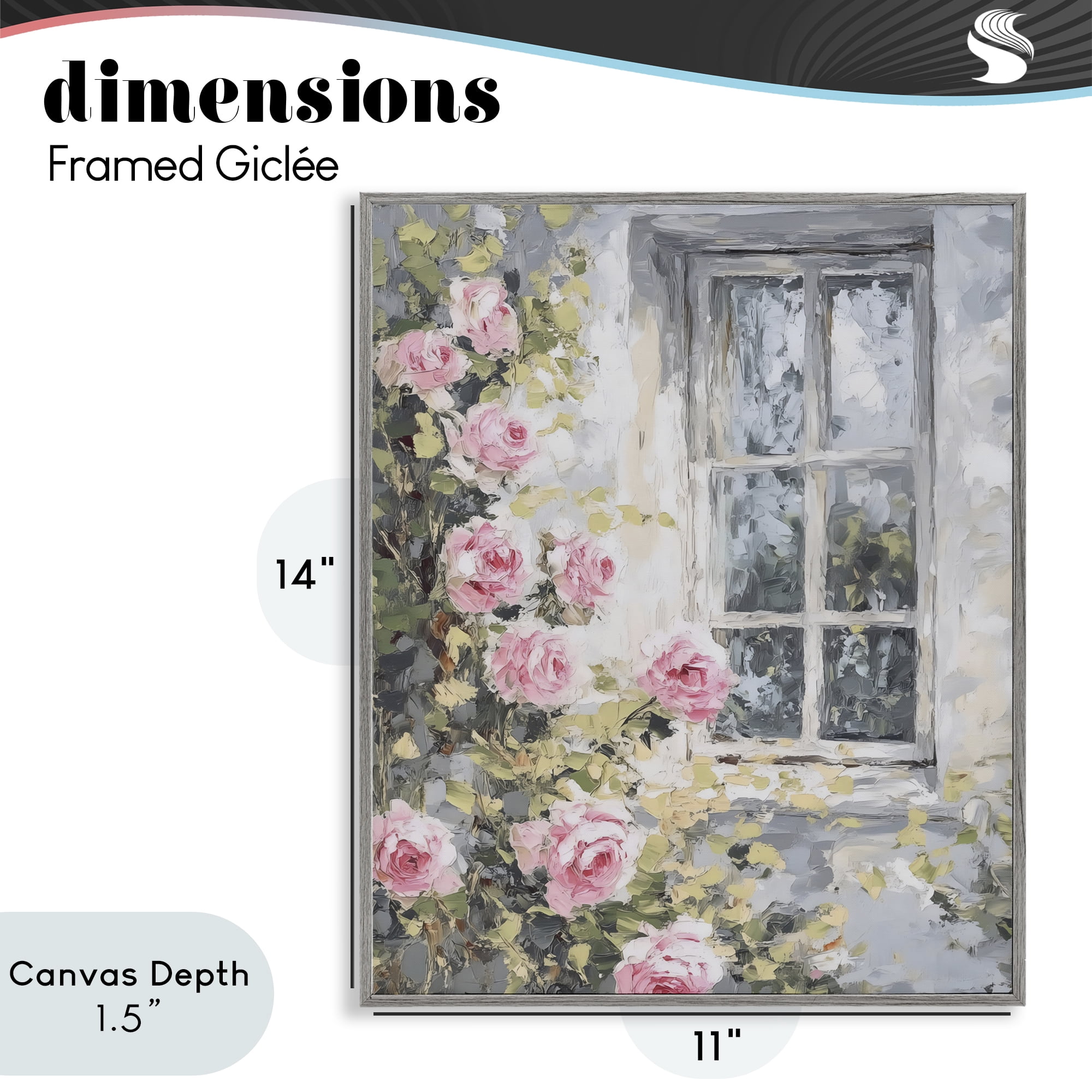 Stupell Industries View Of Roses Cottage Window Gray Framed Giclee Art, design by LSR Design Studio