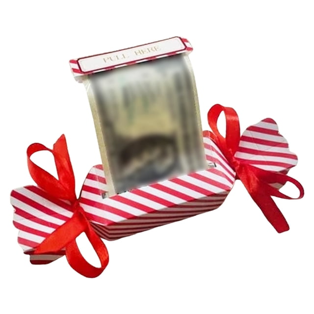 1Pcs Christmas Tree Decoration Surprise Money Pull Pouch Diy Cash Pull Out Box With Ribbons Holiday Money Holder For Cash Gift Pull Christmas Ornament (Red,One Size)