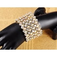 thumbnail image 2 of Alilang Womens Golden Bridal Prom Vintage Crystal Rhinestone Stretch Wide Open Cuff Bangle Bracelet, 2 of 5