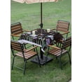 thumbnail image 4 of Outdoor Tablecloths with Umbrella Hole & Zipper, Spring Flowers 60x60 Inch Square Tablecloths, Blue Floral Leaves Birds Country Farm Wood Grain Waterproof Table Cloth, Patio/Pool/Picnic Table Covers, 4 of 8