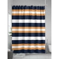 thumbnail image 5 of Fsddascl Orange Navy Blue Striped Shower Curtain Set - Small 36" x 72" Washable Bathtub Curtain with 12 Hooks, Minimalist Farmhouse Lines Waterproof Fabric Stall Shower Curtains for Bathroom/Bathtub, 5 of 6