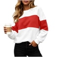 thumbnail image 6 of Women's Casual Color Block Pullover Sweatshirt Long Sleeve Crew Neck Top for School Lounge Streetwear, 6 of 7