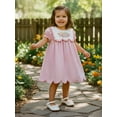 thumbnail image 3 of BemeyourBBs Toddler Baby Girl Easter Dress Outfit Baby Christening Clothes God is Good All The Time Letter Short Sleeve Sailor Collar Floral Embroidery A-Line Dress Plaid Spring Summer Casual Dress, 3 of 9