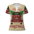 thumbnail image 3 of Naloa Christmas Vintage Red Truck Print T-Shirts Short Sleeve V Neck Tees for Women Fashion Tops Trendy Lightweight Soft Casual Summer Outfits Clothes, 3 of 5