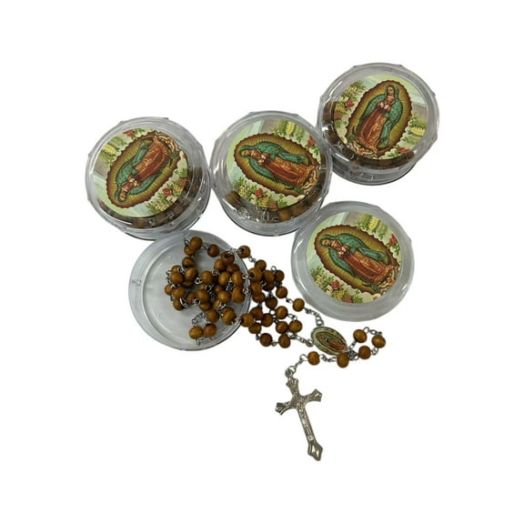 Bulk Lot Set of 12 Black/Brown Wood Beads Lady of Guadalupe/Lady of Guadalupe Rosary/Religious Favor/Baptism Favor/Memorial Rosary
