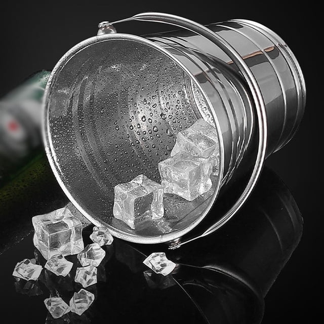 Seau à Glace en Acier Inoxydable Refroidisseur de Glace Portable avec Poignée Confortable