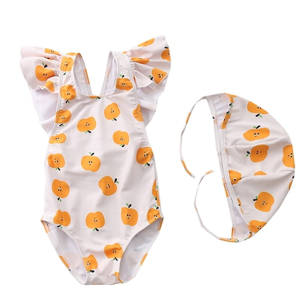 Baby Girl Swimsuit Cute One Piece Bathing Suit With Sun Protection Ruffles Swimwear 9m 6t Walmart Com