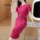 thumbnail image 2 of 2023 Vestidos Vintage Sweet Chiffon Dot Printed Elegant Summer Pleated Midi Short Sleeve Dress Female Robe Women's Lady DressesOne Size Gao Jinjia LED, 2 of 2
