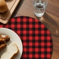 thumbnail image 3 of Black Red Plaid Round Placemats for Dinning Tables,Heat-proof Braided Table Mats 13 Inch,Vintage Rustic Buffalo Checked Gingham Washable Place Mat for Kitchen Restaurant Party Decor Table Setting, 3 of 9