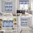 thumbnail image 6 of Purple Flowers Kitchen Curtains Sets for Windows 36 Inch Length, Vintage Blue Mottled Walls Pastoral Rod Pocket Window Treatments Tier Curtains and Valances Set for Bedroom/Bathroom, 6 of 8