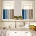 thumbnail image 2 of 24 Inch Long Tier Curtains for Kitchen, Retro Farmhouse Blue and Brown Ombre Wood Grain Bathroom Window Curtains Rod Pocket Short Curtains Window Treatment Tiers for Living Room Farmhouse 2 Panels, 2 of 5