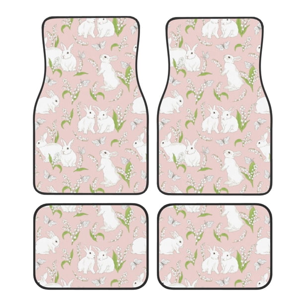 Fotbe Rabbit Juego de 4 Tapetes para Auto con Estampado – Alfombrillas de Goma Reforzada, Diseño Antideslizante, Protección para Todo el Año – Vehículos, Autos, Camionetas y SUVs