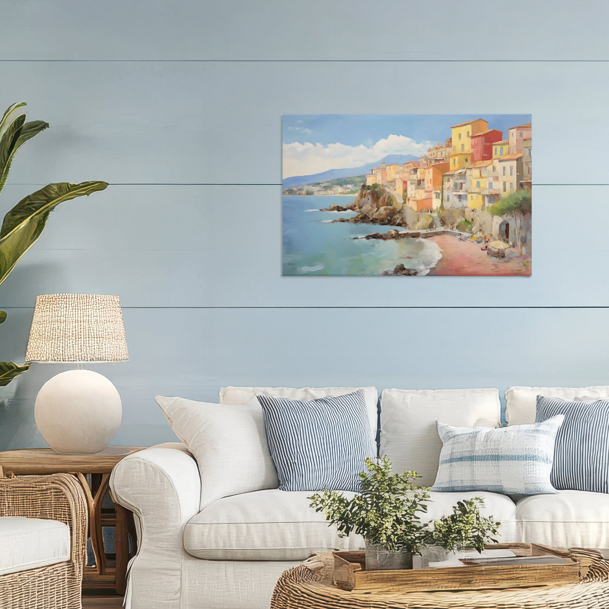 Stupell Industries Colorful Coastal Town by Sea Canvas Wall Art, design by Creative Studio