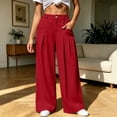 thumbnail image 5 of Edvintorg Women's Casual Pants Elastic Waisted Loose Wide Leg Lightweight Trouser with Pockets Women Clothing Red L, 5 of 7