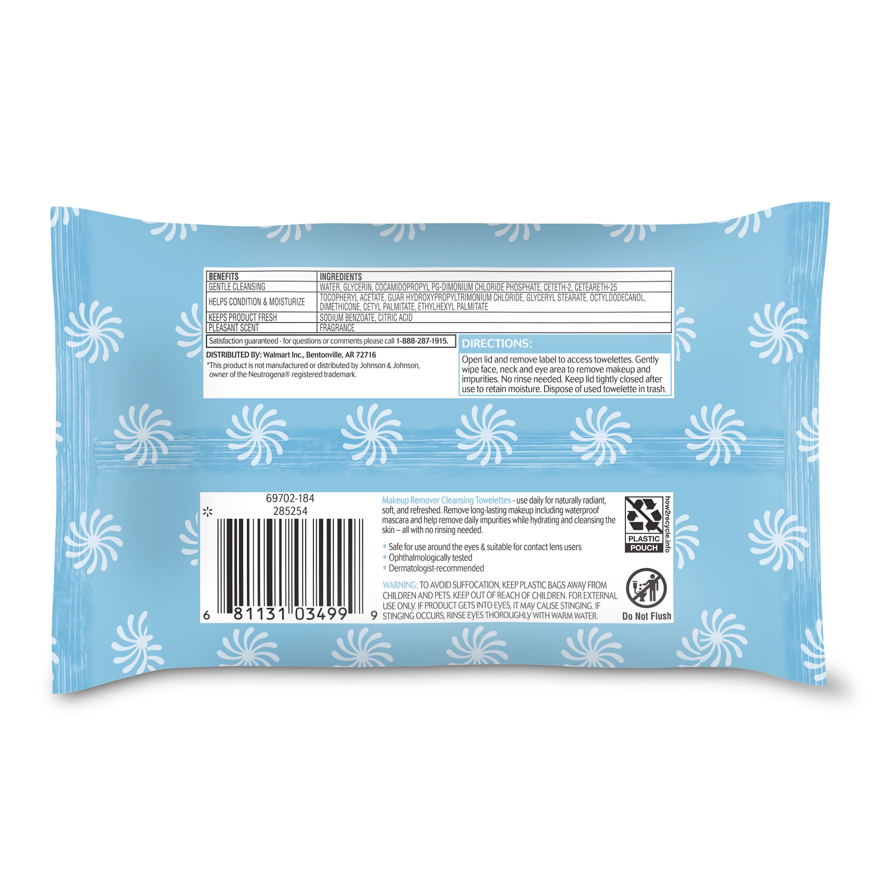 Equate Beauty Makeup Remover Cleansing Towelettes, 40 Count