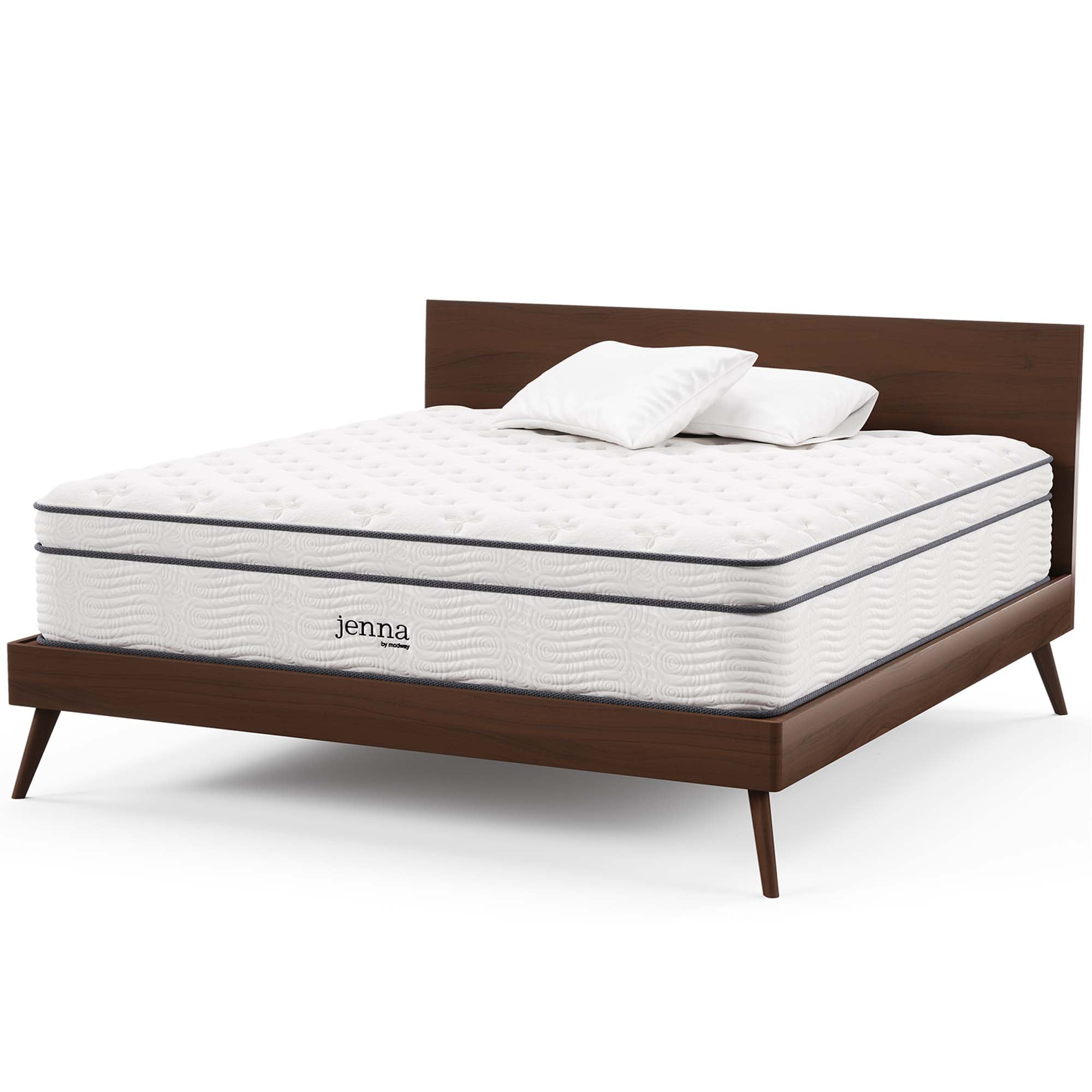 Modway Jenna 14" Modern Innerspring and Foam King Mattress in White