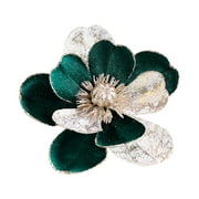 Wadada Christmas Glitter Magnolia Flower Artificial Poinsettia Magnolia Flowers with Stem 8.6inch Christmas Tree Magnolia Flowers for Xmas Wedding Holiday Decor Wreath Garland Photo Prop (Green)