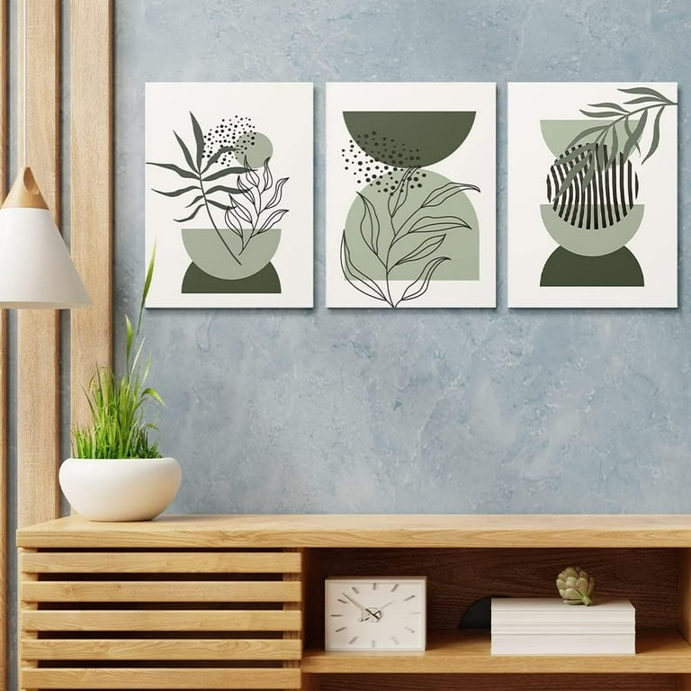 Set of 3 linocut prints, abstract wall art, office wall store art