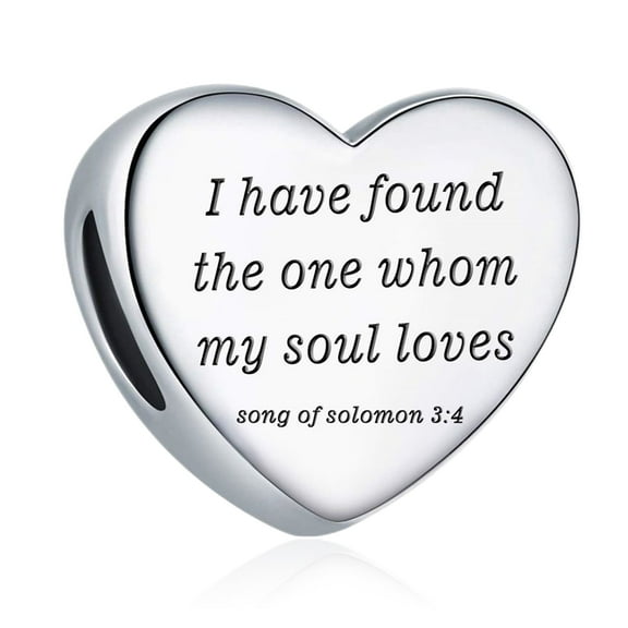 925 Sterling Silver Charm for Bracelets Christian Bible Qutoes Heart Charm Women Bracelet Charm, Song of Solomon 3:4