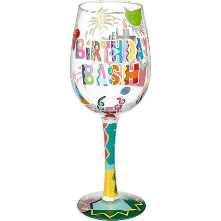 

Designs by Lolita “Birthday Bash” Hand-painted Artisan Wine Glass 15 oz.