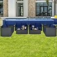 thumbnail image 4 of Costway 8 PCS Patio Rattan Furniture Set Cushioned Sofa Chair Coffee Table Blue, 4 of 10