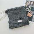 thumbnail image 4 of Cats Ear Knitted Hat Tassels Letter Decration Hat Foldable Fuzzy Winter Hat for Youthful Stylish Look, 4 of 8