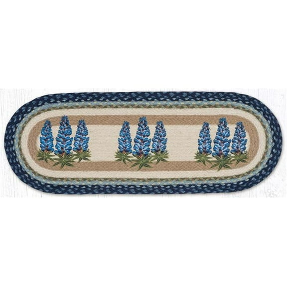 Earth Rug 68-062B 13 x 36 in. Bluebonnets Braided Oval Table Runner, Burgundy & Mustard