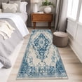 thumbnail image 4 of 2'x6' Rug Runners for Hallways Kitchen, Blue Boho Non Slip Entryway Beside Floor Carpet Runner, Retro Southwestern Ethnic Geometric Washable Laundry Room Bedroom Throw Rugs Mat for Family Pet, 4 of 8