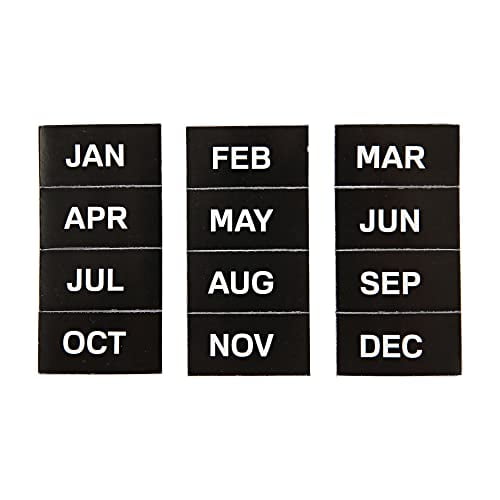MasterVision Interchangeable Magnetic Board Accessories, Months of Year, Black/White, 2" x 1", 12 Pieces