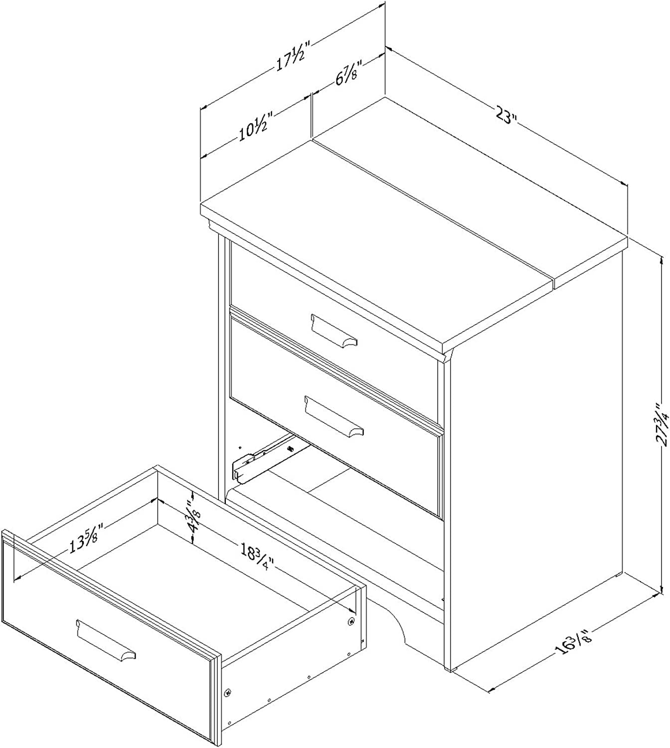 Versa Nightstand with 2 Drawers and Charging Station Gray Maple