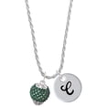 thumbnail image 1 of Delight Jewelry Silvertone Green Crystal Sparkle Spinner Silvertone Script Initial Disc - C - Charm Necklace, 20"+3", 1 of 4