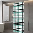 thumbnail image 4 of Teal Black Plaid Window Privacy Film, Farmhouse Teal Black Checkered Static Cling UV Sun Blocking Tint Film Heat Control Windows Films for Bedroom Bathroom, Window Stickers 23.6"x59", 4 of 8