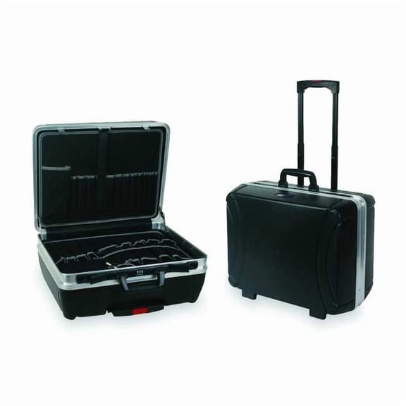 WESTWARD Rolling Tool Case, Aluminum, Black, 19 in W x 15 in D x 10-1/2 in H