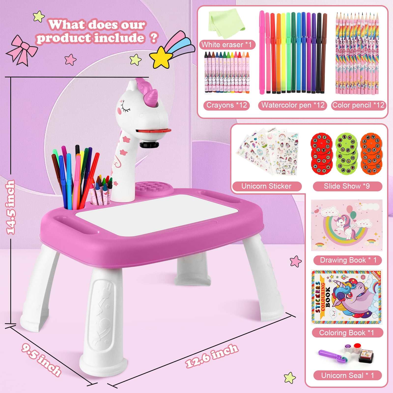 Konijiwa Unicorn Drawing Projector,Art Projector for Tracing,Arts and Craft Kits for 3+ Years