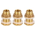 thumbnail image 1 of Solid Brass Bulkhead Fitting, 3 Sets 3/8 Inch Female 1/2 Inch Male Solid Brass Water Tank Connector Threaded with Ring, 1 of 7