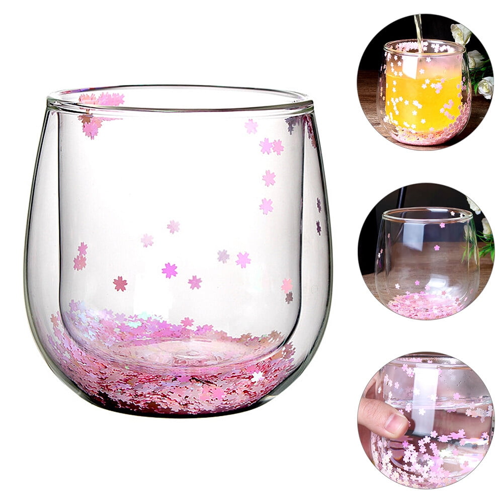 Glitter Double Wall Glass Mug Confetti Double Wall Cup- TongyiGift