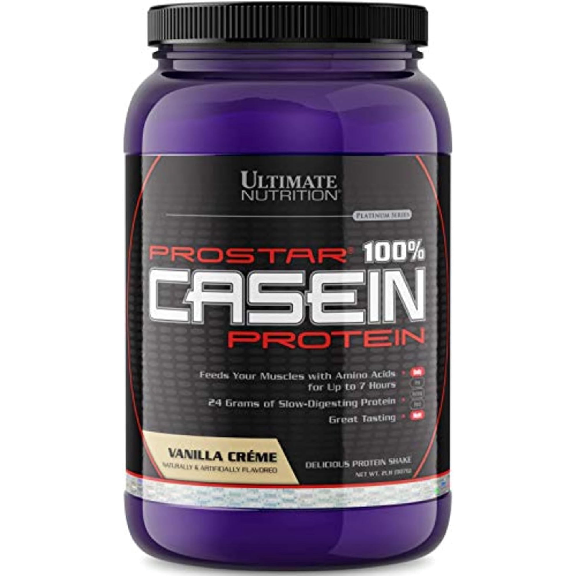 Ultimate Nutrition Prostar Micellar and Hydrolyzed Casein Protein Powder - Fat Free Overnight Muscle Growth and Recovery with BCAAs, 2 Pounds, Vanilla