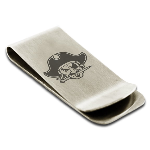 Stainless Steel Buccaneer Privateer Pirate Engraved Money Clip Credit Card Holder