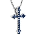thumbnail image 2 of Dazzlingrock Collection Round Blue Sapphire Cross Pendant for Women with 18 Inch Gold Chain (Color Blue, Clarity Highly Included) in 18K White Gold, 2 of 4
