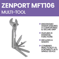 thumbnail image 6 of Zenport MFT106 8-Function Wrench Multi-Tool w/ Carrying Case, Silver, 6 of 7