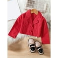 thumbnail image 4 of hirigin Kids Girls Shorts Set, Long Sleeve Lapel Collar Button Closure Blazer Jacket + Shorts + Belt, 4 of 9