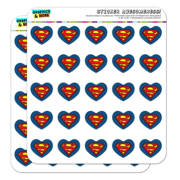 Superman Classic S Shield Logo Heart Shaped Planner Calendar Scrapbook Craft Stickers
