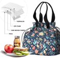 thumbnail image 4 of Pioneer Flower Floral Print Pattern Drawstring Lunch Bag Women - Drawstring Lunch Bag Insulated for Work Office - Stain-Resistant Large Lunchbags for Women with Multi-Pockets, 4 of 6