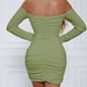 thumbnail image 2 of TaTaai Ladies Off Shoulder Long Sleeve Pleated Bodycon Dress Solid Color Elegant Slim Fit Stretch Fabric Comfortable Dress for Spring Summer Party Vacation and Daily Wear Gift, 2 of 5