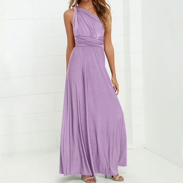 mfyjkho Vestidos para mujer, Vestido de mujer con falda larga, sin espalda, estilo vendaje, multiusos, de color liso y múltiples cuerdas Vestidos festivos m