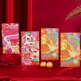 thumbnail image 4 of Lubelski Enveloppes Rouges à Motif de Dragon Chinois Traditionnel, Procédé d'Estampage à Chaud, Couleur Vibrante, Lot de 4, 4 of 8