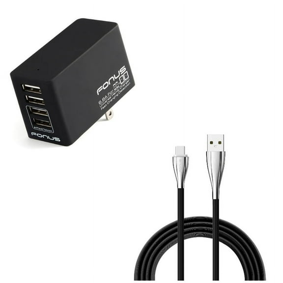 34W Home Charger w Type-C 6ft USB Cable E7V for Motorola Moto G7 Power Play G6 - Nokia 3.1, 7.1, 8, Plus - OnePlus 5T, 6, 6T, 7 Pro - Razer Phone 2 - RED Hydrogen One