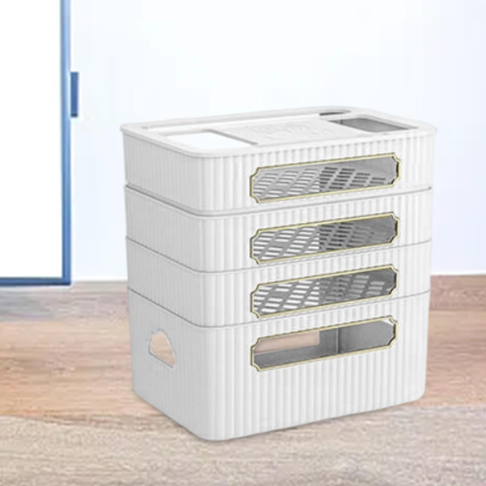 Fiocias Router Storage Box Cable Management Box Space Saving Wire Cable Storage Case for White 4 Tier