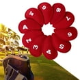 thumbnail image 1 of Paquete de 10 piezas de cubiertas de hierro de golf exquisitas lavables a máquina con 3,4 5 6,7,8,9, P, S, a, fácil de instalar para cuñas de golf sua Rojo Macarena Cubierta de cabeza de hierros de golf, 1 of 8